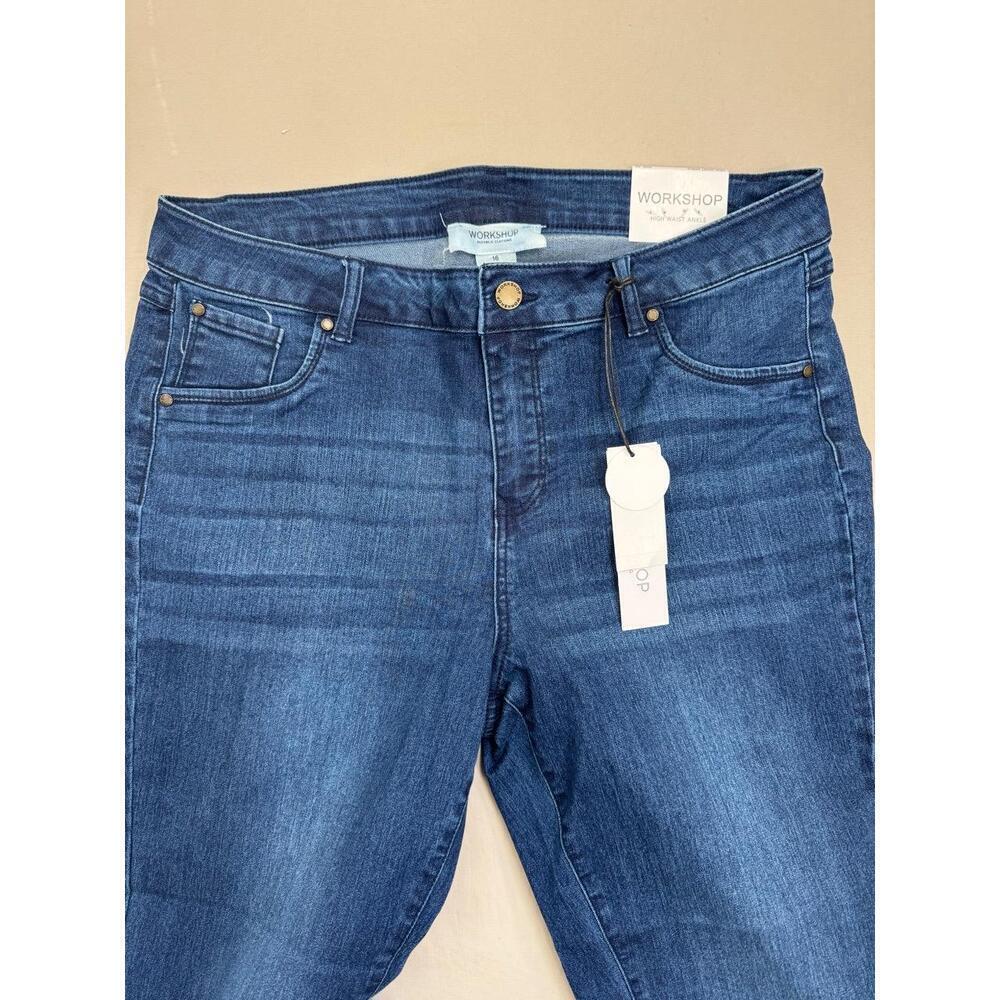 WORKSHOP Republic Womens Size 14 Med Dark Blue High Waist Skinny Ankle Stretchy - Picture 4 of 10